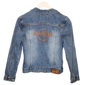 Hard Rock Cafe Santo Domingo Vintage Blue Denim Trucker Jean Jacket Size M